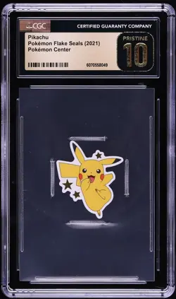 Pikachu - 2021 Pokemon Center Flake Seals - CGC Pristine 10 - Top Pop 1 Of 1! - Image 1