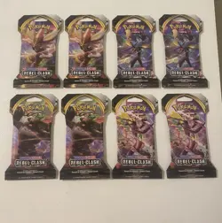 Rebel Clash Sleeved Booster pack Lot of 8/ Sword and Shield / Pokemon TCG - Image 1