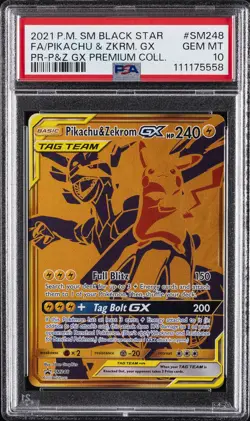 2021 POKEMON SM BLACK STAR PROMO #SM248 FULL ART/PIKACHU & ZEKROM GX PSA 10 - Image 1