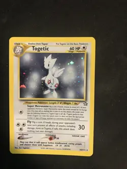 Pokemon TCG Togetic Neo Genesis Holo Card 16/111 Pokemon Rare LP/NM Vtg SWIRL - Image 2