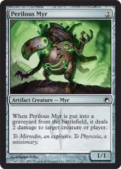 MTG Perilous Myr - Foil, Scars of Mirrodin, Moderately Played, English - Image 1