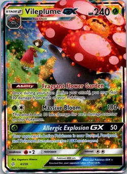 2019 Pokemon Vileplume GX 4/236 Sm-Cosmic Eclipse Holo Illistration Rare - Image 1
