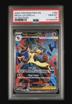 2025 POKEMON MEG EN-MEGA EVOLUTION ULTRA RARE #160 MEGA LUCARIO EX PSA 10 - Image 1
