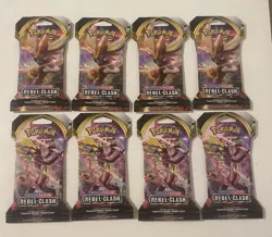 Rebel Clash Sleeved Booster pack Lot of 8/ Sword and Shield / Pokemon TCG - Image 1