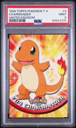 1999 TOPPS POKEMON TV UNITED KINGDOM #4 CHARMANDER PSA 9 - Image 1