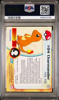 1999 TOPPS POKEMON TV UNITED KINGDOM #4 CHARMANDER PSA 9 - Image 2