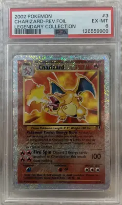 POKEMON LEGENDARY COLLECTION TRIO CHARIZARD #3/110 REVERSE HOLO FOIL PSA 6 - Image 2