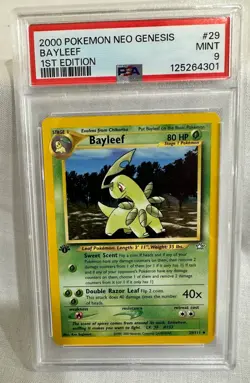 2000 Pokemon Neo Genesis 1st Edition BAYLEEF 29/111 PSA 9 - MINT - Image 1