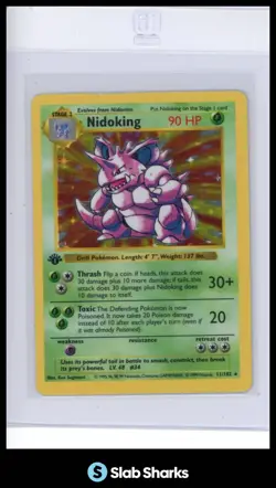 1999 POKEMON BASE SET 1ST EDITION #11/102 NIDOKING HOLO RARE - Image 1