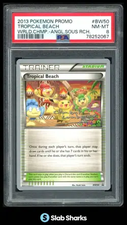 2013 POKEMON WORLD CHAMPIONSHIP: ANGUILLE SOUS ROCHE #BW50 TROPICAL BEACH PSA 8 - Image 1