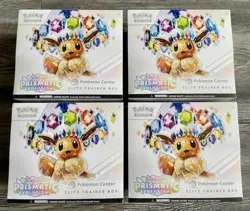 Lot (4) Pokemon Center Elite Trainer Box ETB Prismatic Evolutions Sealed + Cases - Image 1