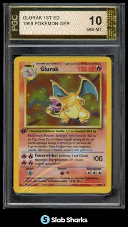 1999 POKEMON GERMAN 1ST EDITION #4/102 CHARIZARD (GLURAK) HOLO PGC 10 - Image 1
