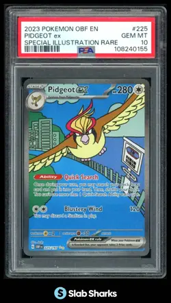 2023 POKEMON OBF EN #225/197 PIDGEOT EX SPECIAL ILLUSTRATION RARE PSA 10 - Image 1