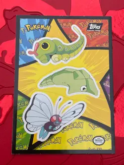 1999 Topps Pokemon The Movie Edition Sticker Card - Caterpie/Metapod/Butterfree - Image 1