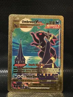 Umbreon Vmax Gold Foil Fan Art Vinyl Textured Collector Card 215/203 - Image 1