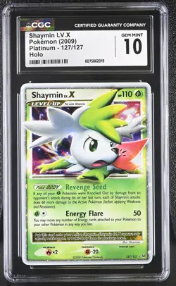 CGC 10 GEM MINT Shaymin LV.X 2009 Platinum 127/127 Holo Pokemon Card - Image 1