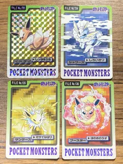 Pokemon Carddass Card Eevee Vaporeon Jolteon Flareon Set Bandai Pocket Monsters - Image 1