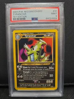 Pokemon TCG Tyranitar Neo Discovery Holo Card 12/75 1st Edition PSA 9 - Image 1