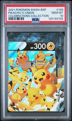 PSA 10 GEM MINT Pikachu V-Union (Top Right) SWSH140 Celebrations Pokemon Card - Image 1