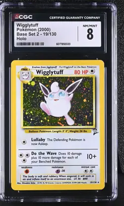CGC 8 Wigglytuff 2000 Base Set 2 19/130 Holo Pokemon Card - Image 1