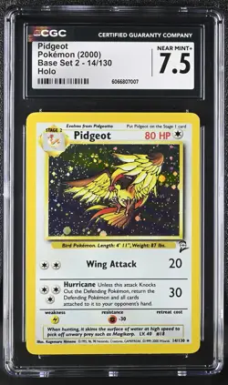 CGC 7.5 Pidgeot 2000 Base Set 2 14/130 Holo Pokemon Card - Image 1