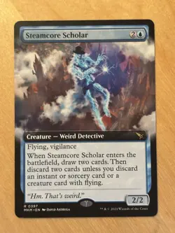 MTG Magic the Gathering Steamcore Scholar Extended Art Murders Karlov Manor NM - Image 1