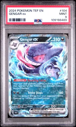 2024 POKEMON TEF EN-TEMPORAL FORCES #104 GENGAR EX PSA 9 - Image 1