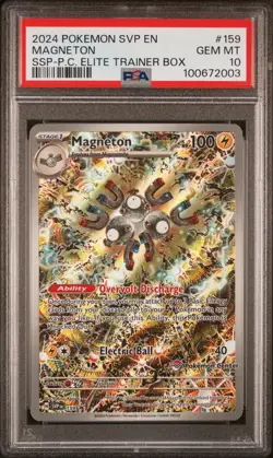2024 POKEMON SVP EN-SURGING SPARKS POKEMON CENTER ETB PROMO #159 MAGNETON PSA 10 - Image 1