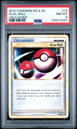 2010 POKEMON HEARTGOLD & SOULSILVER UNLEASHED #72 DUAL BALL PSA 8 - Image 1