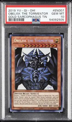 2019 YU-GI-OH! GOLD SARCOPHAGUS TIN #EN007 OBELISK THE TORMENTOR PSA 10 - Image 1