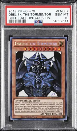 2019 YU-GI-OH! GOLD SARCOPHAGUS TIN #EN007 OBELISK THE TORMENTOR PSA 10 - Image 1
