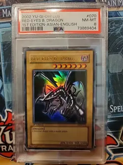 2002 Yu-Gi-Oh! Red Eyes B Dragon LOB-070 PSA 8 Mint 1st Edition Asian English - Image 1