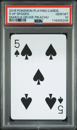 2016 POKEMON PLAYING CARDS MAIKO PIKACHU & OKUGE PIKACHU 5 OF SPADES PSA 10 - Image 1
