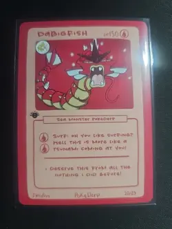 Pokederp DABIGFISH 20/25 - Gyarados Pokemon Derpy Fan Art Card - Image 1