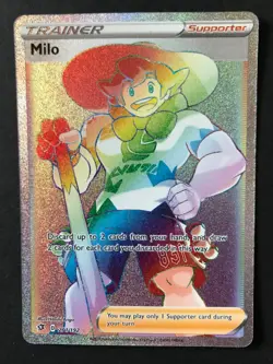 Milo 201/192 Rebel Clash SWSH RAINBOW HYPER RARE SECRET Pokemon Card Near Mint - Image 1