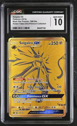 CGC 10 GEM MINT Solgaleo GX 2019 Black Star Promos SM104a Pokemon Card - Image 1