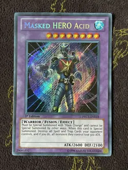 1x YuGiOh! Masked HERO Acid PRC1-EN018 SECRET RARE! 1ST EDITION! MINT! - Image 1