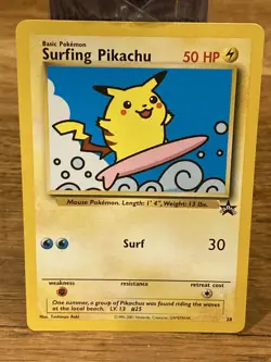Pokemon Card surfing Pikachu black star promo #28 NM - Image 1