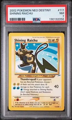 Pokemon Shining Raichu Holo Card Neo Destiny 111/105. Near Mint PSA 7 - Image 1