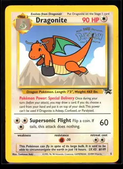 1999 WOTC Black Star Dragonite Stamped Movie Promo #5 Pokemon Card - Image 1