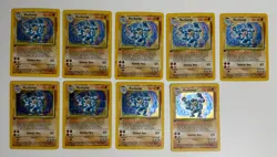 1999 WOTC POKEMON BASE SET 1ST EDITION MACHAMP 8/102 HOLO RARE LOT OF 9 CARDS HP - Image 1