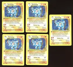 1999 WOTC POKEMON BASE SET 1ST EDITION MACHAMP 8/102 HOLO RARE LOT OF 9 CARDS HP - Image 2