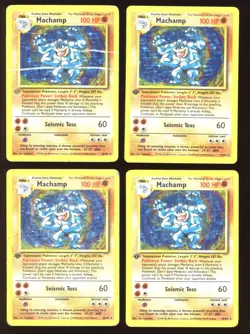 1999 WOTC POKEMON BASE SET 1ST EDITION MACHAMP 8/102 HOLO RARE LOT OF 9 CARDS HP - Image 4