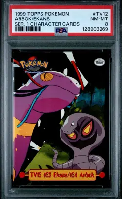 1999 TOPPS POKEMON SERIES 1 CHARACTER CARDS #TV12 ARBOK/EKANS PSA 8 - Image 1