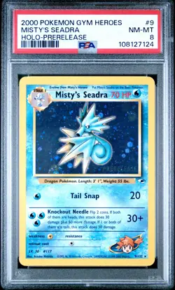 2000 POKEMON GYM HEROES HOLO-PRERELEASE #9 MISTY'S SEADRA PSA 8 - Image 1