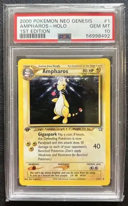 2000 Pokemon Ampharos Neo Genesis 1st Edition Holo Rare #1 PSA 10 Gem Mint - Image 1