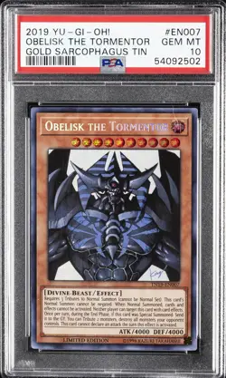 2019 YU-GI-OH! GOLD SARCOPHAGUS TIN #EN007 OBELISK THE TORMENTOR PSA 10 - Image 1