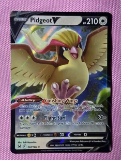 Pidgeot V 137/196 Holo Ultra Rare Sword & Shield Lost Origin Pokemon Card - Image 1