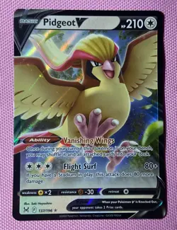 Pidgeot V 137/196 Holo Ultra Rare Sword & Shield Lost Origin Pokemon Card - Image 2