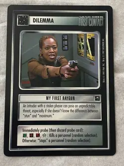 Star Trek CCG 1E First Contact MY FIRST RAYGUN Rare Card NEVER PLAYED - Image 1